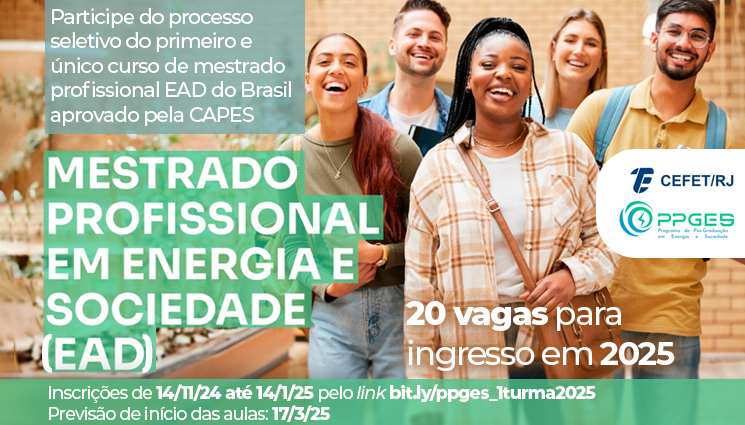 Cefet/RJ lança edital para primeira turma do mestrado EAD em Energia e Sociedade