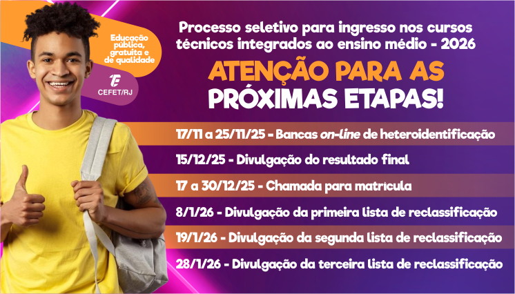 Acompanhe as próximas etapas do processo seletivo dos cursos técnicos integrados ao ensino médio